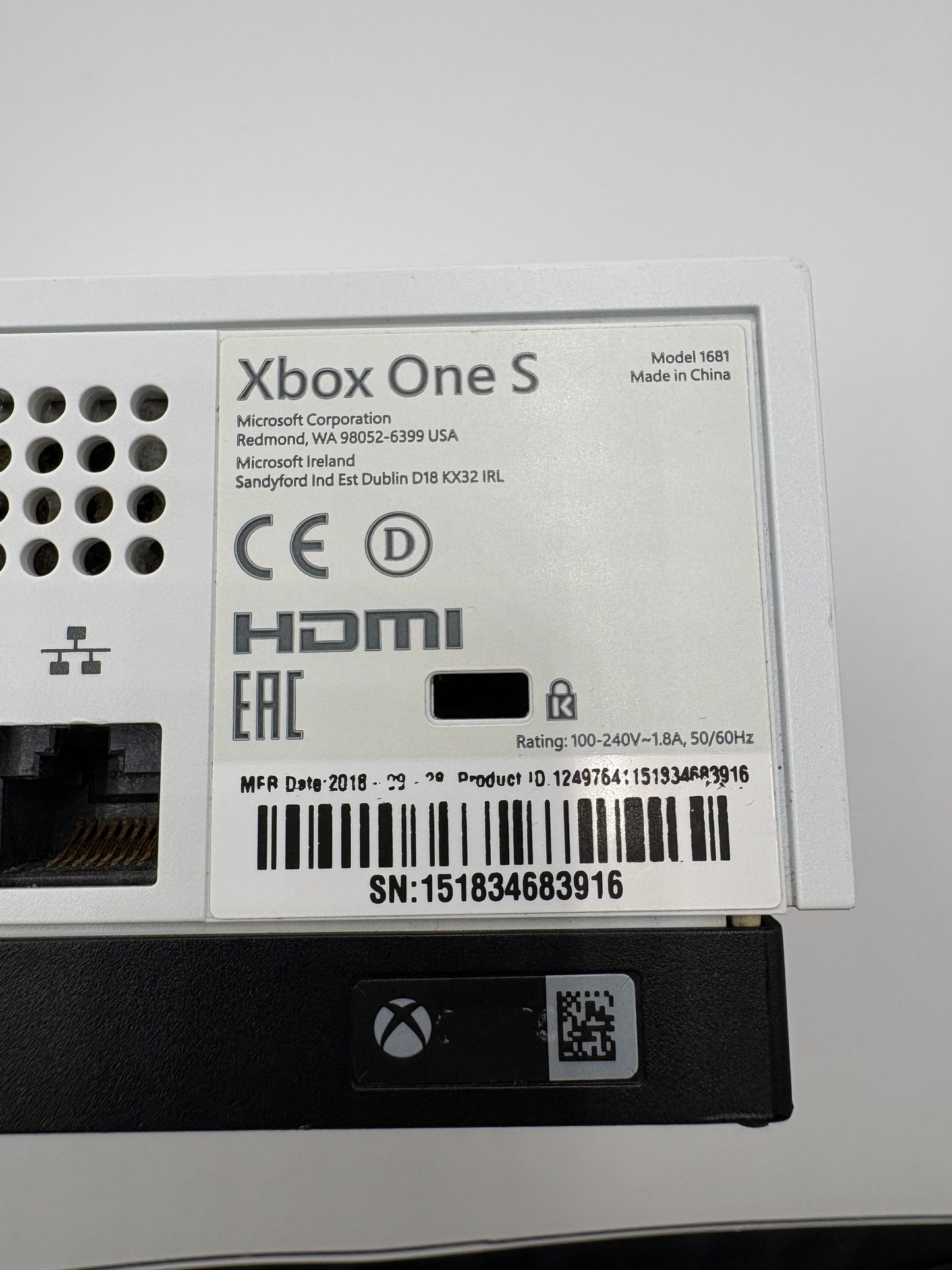 Xbox One S Konsole Weiß - Nur Konsole / Ersatz Konsole