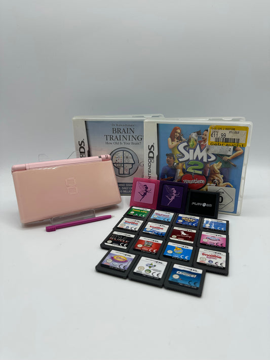 Nintendo DS Lite Bundle Pink inkl. 17x Spiele