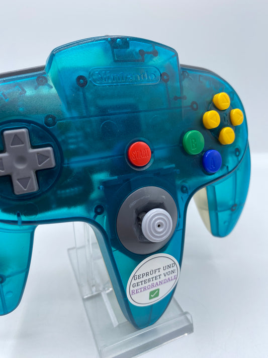 N64 Nintendo 64 Controller Ice Blue Blau Transparent Clear