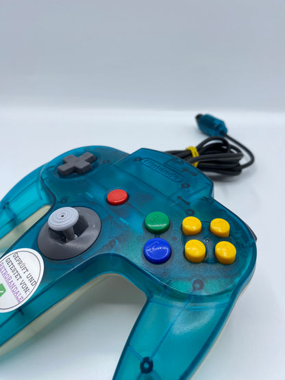 N64 Nintendo 64 Controller Ice Blue Blau Transparent Clear